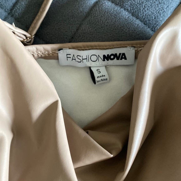 FashionNova Crème Faux Leather Dress - Picture 2 of 3